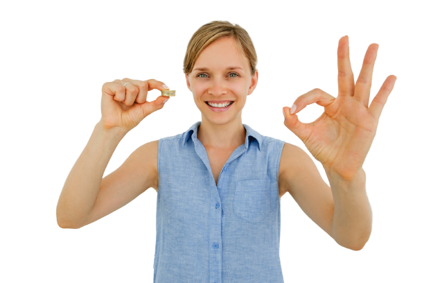 lady holding money image